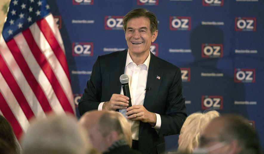 In this file photo, Mehmet Oz, a Republican candidate for U.S. Senate in Pennsylvania, best-known as the host of daytime TV&#39;s &quot;The Dr. Oz Show,&quot; speaks during a town hall campaign event at Arcaro and Genell in Old Forge, Pa., on Wednesday, Jan. 19, 2022. (Christopher Dolan/The Times-Tribune via AP, File)  **FILE**