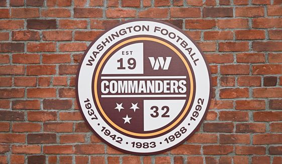 New logo for the Washington Commanders at FedEx Field on February 2nd 2022 in Landover MD. (Reggie Hildred/All-Pro Reels)