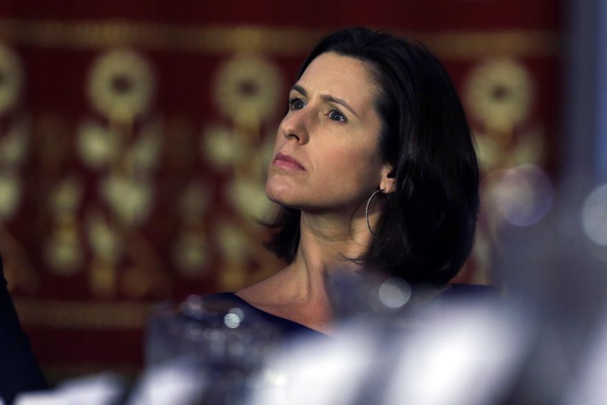 FILE — Allison Gollust, communications director for New York Gov. Andrew Cuomo, is shown in this photo, Jan. 3, 2013, in Albany, N.Y. CNN President Jeff Zucker abruptly resigned Wednesday, Feb. 2, 2022, after acknowledging a consensual relationship with Gollust, another network executive, ending a nine-year tenure at the helm of the one of the nation's largest media companies. Gollust, CNN’s executive vice president and chief marketing officer, acknowledged the relationship in a memo of her own. (AP Photo/Mike Groll, File)