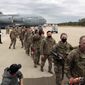 U.S. Army soldiers from the 18th Airborne Division prepare to board a C-17 aircraft as they deploy to Europe from Fort Bragg, N.C., on Thursday, Feb. 3, 2022. President Joe Biden is ordering 2,000 U.S. troops to Poland and Germany amid the stalled talks with Russia over the Kremlin&#39;s military buildup on Ukraine&#39;s borders. (AP Photo/Chris Seward) **FILE**