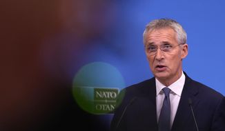 NATO Secretary-General Jens Stoltenberg speaks during a media conference at NATO headquarters in Brussels, Wednesday, Oct. 20, 2021. NATO Secretary-General Jens Stoltenberg expressed concern Thursday, Feb. 3, 2022, that Russia is continuing its military buildup around Ukraine, and that it has now deployed more troops and military equipment to Belarus than at any time in the last 30 years. (AP Photo/Virginia Mayo, File)