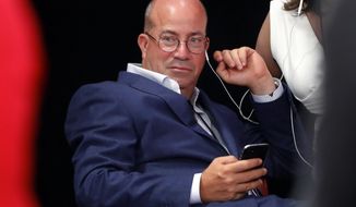 Jeff Zucker, Chairman, WarnerMedia News and Sports and President, CNN Worldwide listens in the spin room after the first of two Democratic presidential primary debates hosted by CNN on July 30, 2019, in the Fox Theatre in Detroit. CNN faces the challenge of navigating a pivotal moment in the news industry without its dominant leader, as Jeff Zucker&#39;s ouster because of a relationship with a colleague unleashed raw, angry feelings among some people he led.  (AP Photo/Paul Sancya, File)