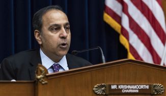 House Oversight and Reform Committee Chairman Raja Krishnamoorthi, D-Ill., speaks during the House Oversight Committee during a roundtable &amp;quot;Examining the Washington Football Team&#39;s Toxic Workplace Culture&amp;quot; on Capitol Hill in Washington, Wednesday, Feb. 3, 2022. (Graeme Jennings/Pool via AP)