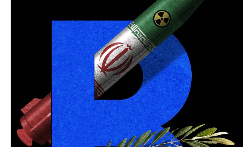 Illustration on Biden&#x27;s Iran nuke deal efforts by Alexander Hunter/The Washington Times