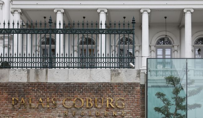 The Palais Coburg is a site of a meeting where closed-door nuclear talks with Iran take place in Vienna, Austria, Tuesday, Feb. 8, 2022. (AP Photo/Lisa Leutner)