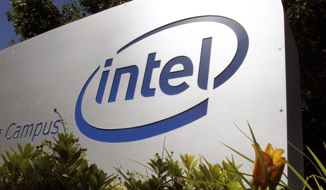 A sign marks the entrance to chipmaker Intel Corp.&#x27;s Hawthorne Farm Campus in Hillsboro, Ore., on July 14, 2010. (AP Photo/Don Ryan) **FILE**