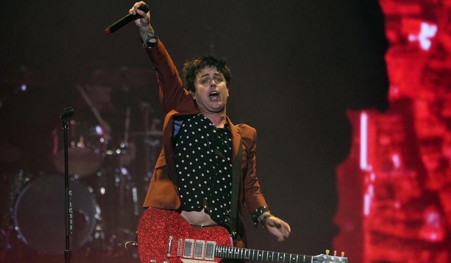 Billie Joe Armstrong of Green Day performs on day three of the Bud Light Super Bowl Music Fest, Saturday, Feb. 12, 2022, at Crypto.com Arena in Los Angeles. (AP Photo/Chris Pizzello)