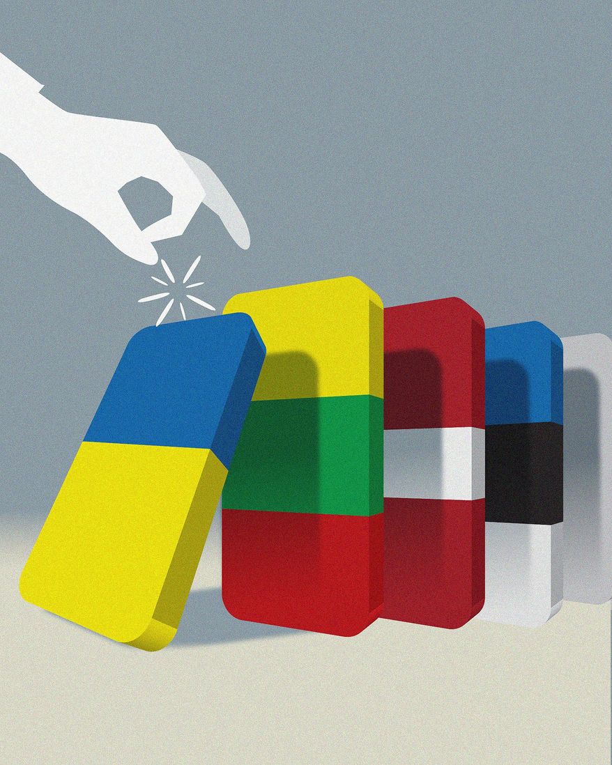 Ukraine will be the first domino to fall to Russia illustration by Linas Garsys / The Washington Times