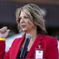 In this Nov. 18, 2020, photo, Kelli Ward, chair of the Arizona Republican Party, holds a new conference in Phoenix. The House committee investigating the U.S. Capitol insurrection has subpoenaed six individuals over efforts to falsely declare Donald Trump the winner of the 2020 election in several swing states. (AP Photo/Ross D. Franklin, File)