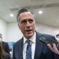 Sen. Mitt Romney, R-Utah, talks to reporters during votes, at the Capitol in Washington, Tuesday, Feb. 15, 2022. (AP Photo/J. Scott Applewhite) **FILE**