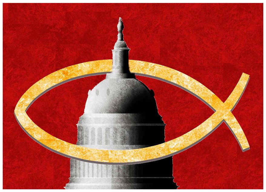 Illustration on the need for organized Christian political action in the public square by  Alexander Hunter/The Washington Times