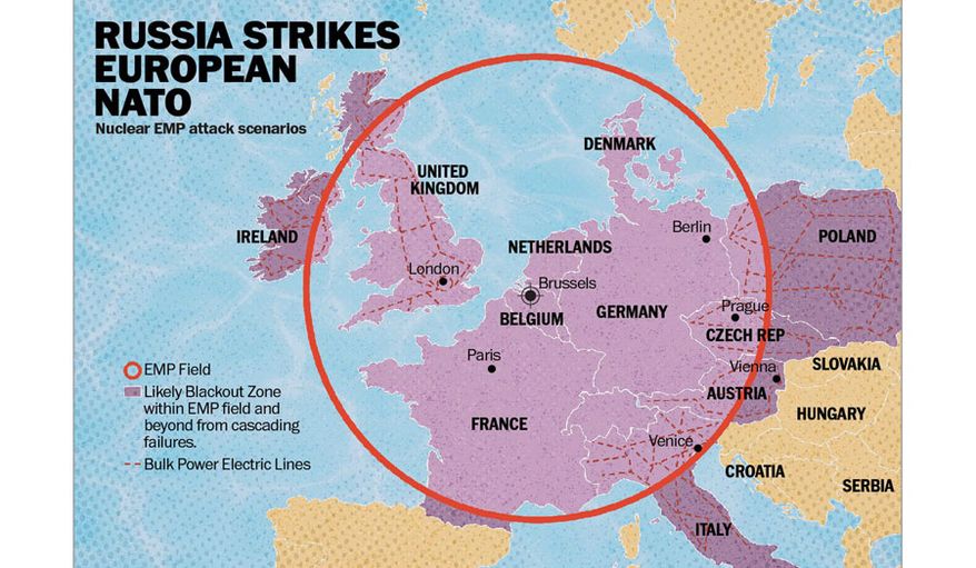 Russia Strikes Eurpopean NATO map illustration by The Washington Times