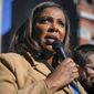 New York Attorney General Letitia James speaks during a rally in support of home care workers in New York, Dec. 14, 2021. A judge is scheduled to hear arguments Thursday, Feb. 17, 2022, in a legal fight over whether former President Donald Trump must answer questions under oath in a New York investigation into his business practices.  (AP Photo/Seth Wenig, File)