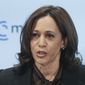 United States Vice President Kamala Harris speaks during the Munich Security Conference, in Munich, Germany, Saturday, Feb. 19, 2022. (AP Photo/Michael Probst)