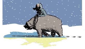 Illustration on Putin&#39;s winter war by Alexander Hunter/The Washington Times