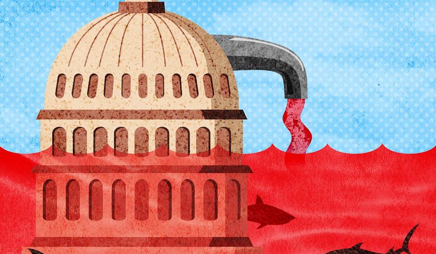 Biden's student loan pause and red ink flood Illustration by Greg Groesch/The Washington Times