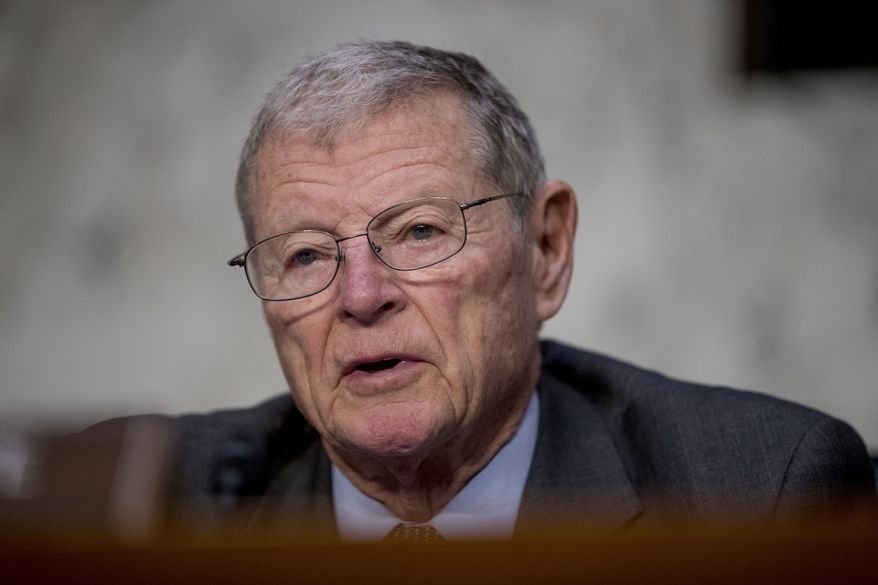 Chairman Sen. Jim Inhofe, R-Okla., speaks as U.S. Central Command Commander Gen. Joseph Votel appears before a Senate Armed Services Committee hearing on Capitol Hill, Feb. 5, 2019, in Washington. Inhofe plans to announce he that he will retire from Congress before his six-year term is up, triggering a special election this year in Oklahoma to pick his replacement, according to a person who with direct knowledge of the senator's plans. (AP Photo/Andrew Harnik) **FILE**