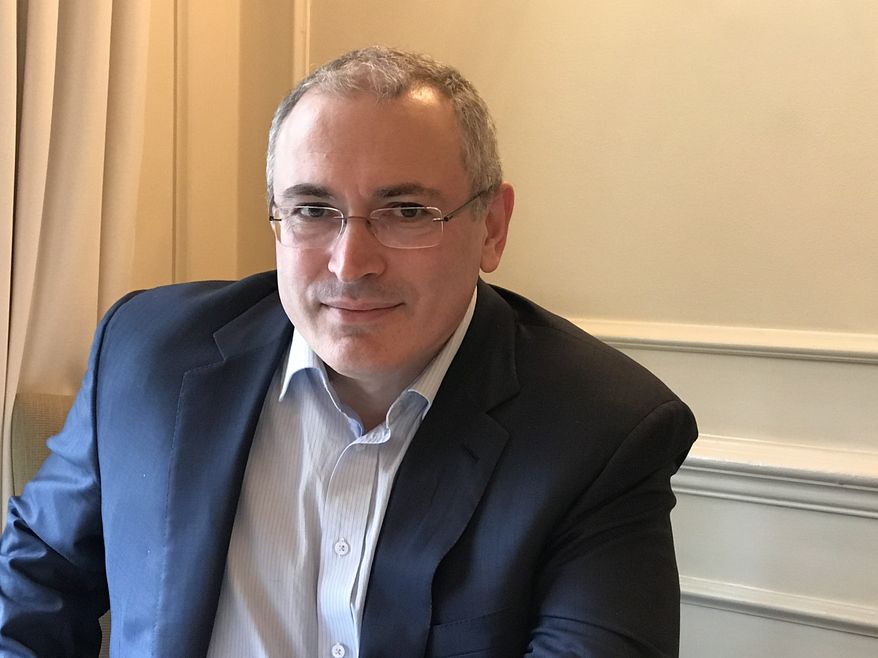 Russian President Vladimir Putin’s military offensive now underway in Ukraine is a crime against humanity and a violation of Russian law, exiled opposition figure Mikhail Khodorkovsky (pictured) said Thursday. (Bill Gertz/The Washington Times)