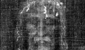 Negative image of the face on the Shroud, 1978 STURP tests. ©1999 Barrie M. Schwortz Collection, STERA, Inc.