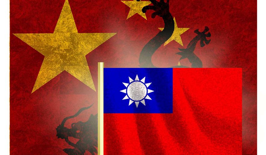 Illustration on recognizing Taiwan by Alexander Hunter/The Washington Times