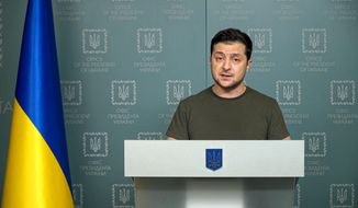 In this photo taken from video provided by the Ukrainian Presidential Press Office, Ukrainian President Volodymyr Zelenskyy speaks to the nation in Kyiv, Ukraine, Sunday, Feb. 27, 2022. Street fighting broke out in Ukraine&#39;s second-largest city Sunday, and Russian troops put increasing pressure on strategic ports in the country&#39;s south following a wave of attacks on airfields and fuel facilities elsewhere that appeared to mark a new phase of Russia&#39;s invasion. (Ukrainian Presidential Press Office via AP)