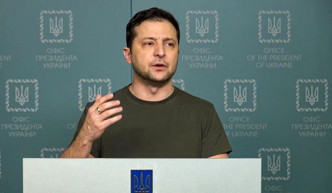 In this photo taken from video provided by the Ukrainian Presidential Press Office, Ukrainian President Volodymyr Zelenskyy speaks to the nation in Kyiv, Ukraine, Sunday, Feb. 27, 2022. Street fighting broke out in Ukraine&#x27;s second-largest city Sunday and Russian troops put increasing pressure on strategic ports in the country&#x27;s south following a wave of attacks on airfields and fuel facilities elsewhere that appeared to mark a new phase of Russia&#x27;s invasion. (Ukrainian Presidential Press Office via AP)