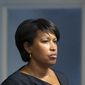 Washington Mayor Muriel Bowser listens to reporters&#39; questions about preparations for the upcoming 2022 State of the Union Address during a news conference, Monday, Feb. 28, 2022, in Washington. (AP Photo/Alex Brandon) ** FILE **