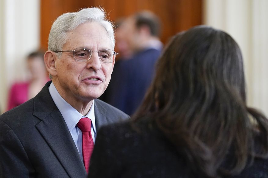 In this file photo, Attorney General Merrick Garland is shown in the East Room of the White House in Washington on Thursday, March 3, 2022. (AP Photo/Patrick Semansky) **FILE**