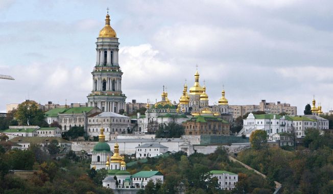 The Monastery of the Caves, also known as Kyiv-Pechersk Lavra, one of the holiest sites of Eastern Orthodox Christians, is seen in Kyiv, Ukraine, Wednesday, Oct. 10, 2007. As the capital braces for a Russian attack in 2022, the spiritual heart of Ukraine could be at risk. (AP Photo/Efrem Lukatsky, File)