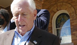 In this file photo, House Majority Leader Steny Hoyer, D-Md., leaves 16th Street Baptist Church in Birmingham, Ala., following a service on Friday, March 4, 2022. House Democrats are moving forward with bipartisan legislation to ban Russian energy imports as soon as Tuesday, despite President Biden already announcing a nearly identical embargo. (AP Photo/Jay Reeves)