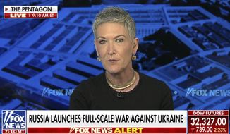 This image from video released by Fox News shows correspondent Jennifer Griffin reporting on crisis in Ukraine. Griffin, who has reported for Fox News Channel since 1996, has attracted attention for publicly correcting or contradicting several Fox hosts and analysts in the past two weeks. (Fox News via AP)