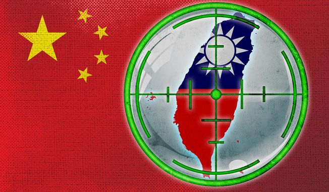China&#x27;s aggression to Taiwan illustration by The Washington Times