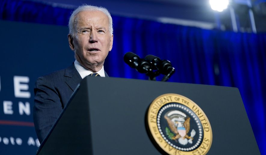 President Joe Biden speaks at the House Democratic Caucus Issues Conference, Friday, March 11, 2022, in Philadelphia. (AP Photo/Patrick Semansky)