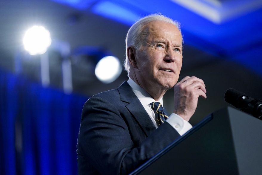 President Joe Biden speaks at the House Democratic Caucus Issues Conference, Friday, March 11, 2022, in Philadelphia. (AP Photo/Patrick Semansky)