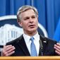 FBI Director Christopher A. Wray speaks at a news conference at the Justice Department in Washington Nov. 8, 2021. (AP Photo/Andrew Harnik, File)