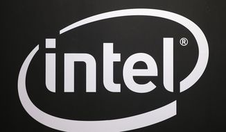 The logo of semiconductor chip maker Intel is pictured at the Paris games week in Paris, Nov. 4, 2017. The U.S. chipmaker unveiled plans on Tuesday, March 15, 2022 to invest up to $88 billion across Europe as part of an ambitious expansion aimed at evening out imbalances in the global semiconductor supply chain. Intel is in talks with Italy for a back-end manufacturing facility. There are also plans to expand in France, Poland and Spain. (AP Photo/Christophe Ena)