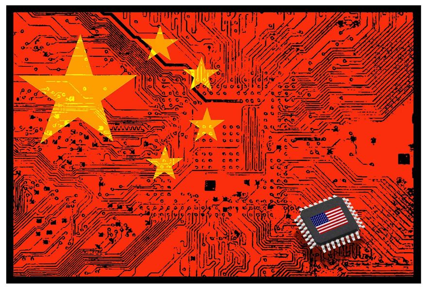 Illustration on China&#x27;s future dominance of tech industry by Alexander Hunter/The Washington Times