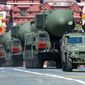 In this file photo taken on June 24, 2020, Russian RS-24 Yars ballistic missiles roll in Red Square during the Victory Day military parade in Moscow, Russia. Russia&#x27;s nuclear warheads cache — the largest in the world at more than 6,200, according to figures compiled by the Arms Control Association — has added an untold level of danger and complexity to the current military campaign in Ukraine. (AP Photo/Alexander Zemlianichenko, File)  **FILE**