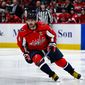 Washington Capitals Alex Ovechkin skates in the offensive zone against the Seattle Kraken at Capital One Arena in Washington D.C., March 5, 2022. (Photo by Brian Murphy, All-Pro Reels)