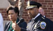 Washington Mayor Muriel Bowser, left, and Washington Metropolitan Police Chief Robert Contee III, speak during a news conference about the arrest of suspect in a recent string of attacks on homeless people, Tuesday, March 15, 2022, in Washington. A gunman suspected of stalking homeless people asleep on the streets of New York City and Washington, killing at least two people and wounding three others, was arrested early Tuesday, police said. (AP Photo/Alex Brandon) ** FILE **