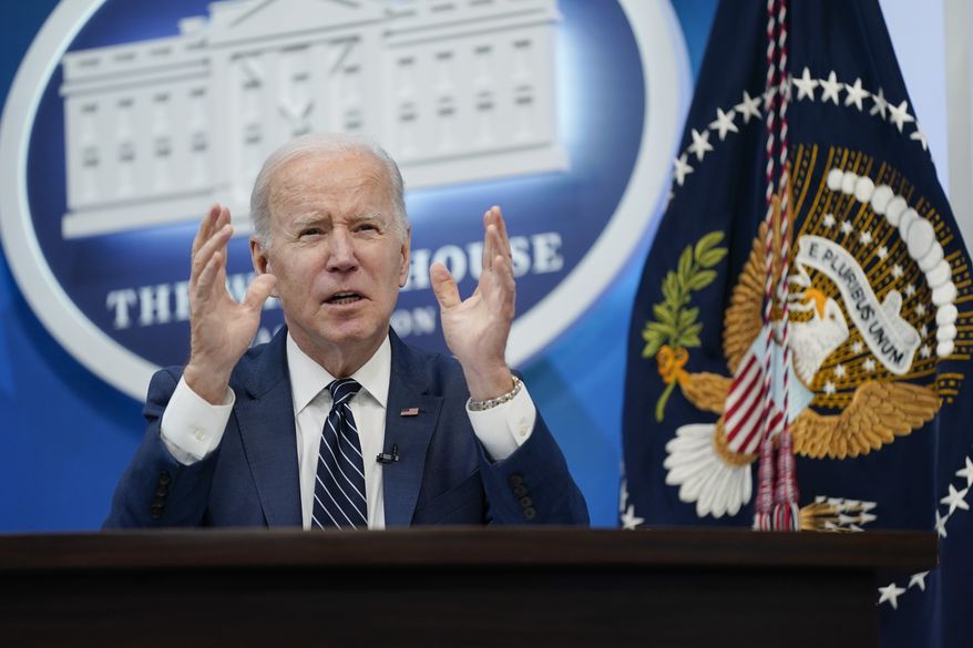 President Joe Biden speaks with researchers and patients about ARPA-H, a new health research agency that seeks to accelerate progress on curing cancer and other health innovations, in the South Court Auditorium on the White House campus, Friday, March 18, 2022, in Washington. (AP Photo/Patrick Semansky)