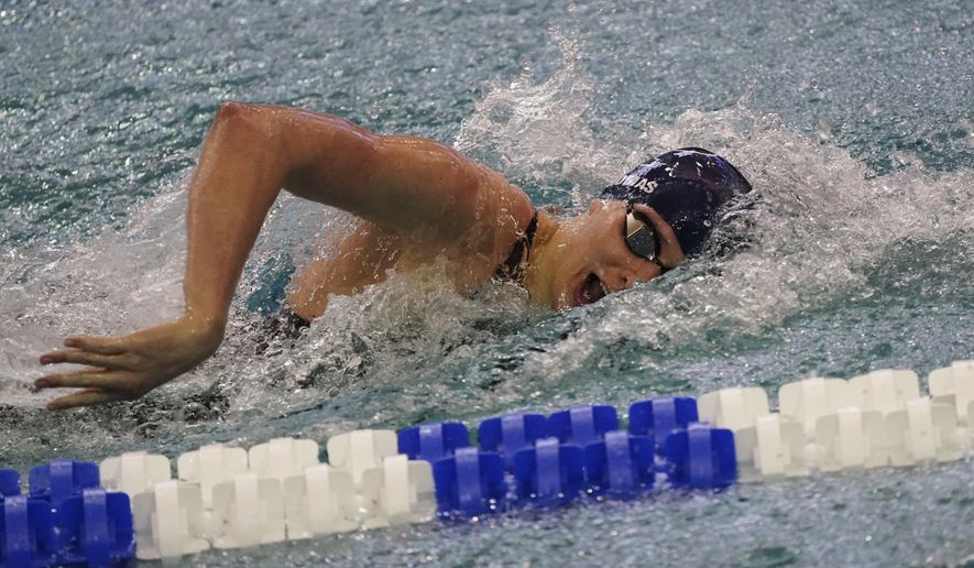 University of Pennsylvania transgender athlete Lia Thomas competes in the 200 freestyle finals at the NCAA Swimming and Diving Championships Friday, March 18, 2022, at Georgia Tech in Atlanta. Thomas finished tied for fifth place. (AP Photo/John Bazemore) **FILE**