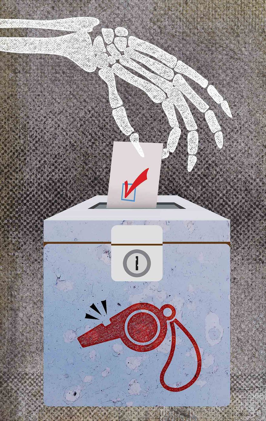 Election Integrity, Voter Fraud and Ballot Box Whistleblower Illustration by Greg Groesch/The Washington Times