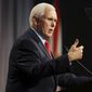 Former Vice President Mike Pence speaks at the Florida chapter of the Federalist Society&#39;s annual meeting at Disney&#39;s Yacht Club resort in Walt Disney World, Feb. 4, 2022, in Lake Buena Vista, Fla. (Stephen M. Dowell/Lake Buena Vista Sentinel via AP, File)