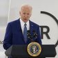 President Joe Biden speaks at Business Roundtable&#39;s CEO quarterly meeting, Monday, March 21, 2022, in Washington. (AP Photo/Patrick Semansky)