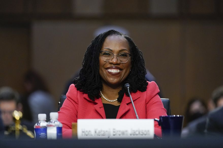 Supreme Court nominee Ketanji Brown Jackson arrives for her Senate Judiciary Committee confirmation hearing on Capitol Hill in Washington, Tuesday, March 22, 2022. (AP Photo/Andrew Harnik)