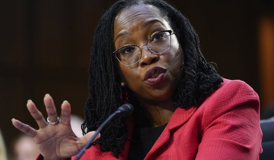 Supreme Court nominee Ketanji Brown Jackson testifies during her Senate Judiciary Committee confirmation hearing on Capitol Hill in Washington, Tuesday, March 22, 2022. (AP Photo/Alex Brandon)