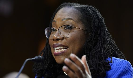Supreme Court nominee Ketanji Brown Jackson speaks during her Senate Judiciary Committee confirmation hearing on Capitol Hill in Washington, Wednesday, March 23, 2022. (AP Photo/Andrew Harnik)