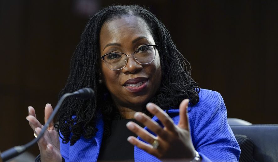 Supreme Court nominee Ketanji Brown Jackson testifies during her Senate Judiciary Committee confirmation hearing on Capitol Hill in Washington, Wednesday, March 23, 2022. (AP Photo/Andrew Harnik)