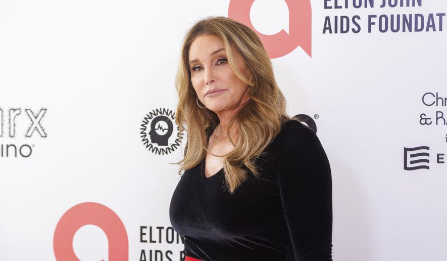 Caitlyn Jenner arrives at the Elton John AIDS Foundation Academy Awards Viewing Party on Sunday, March 27, 2022, in West Hollywood, Calif. (Photo by Willy Sanjuan/Invision/AP)